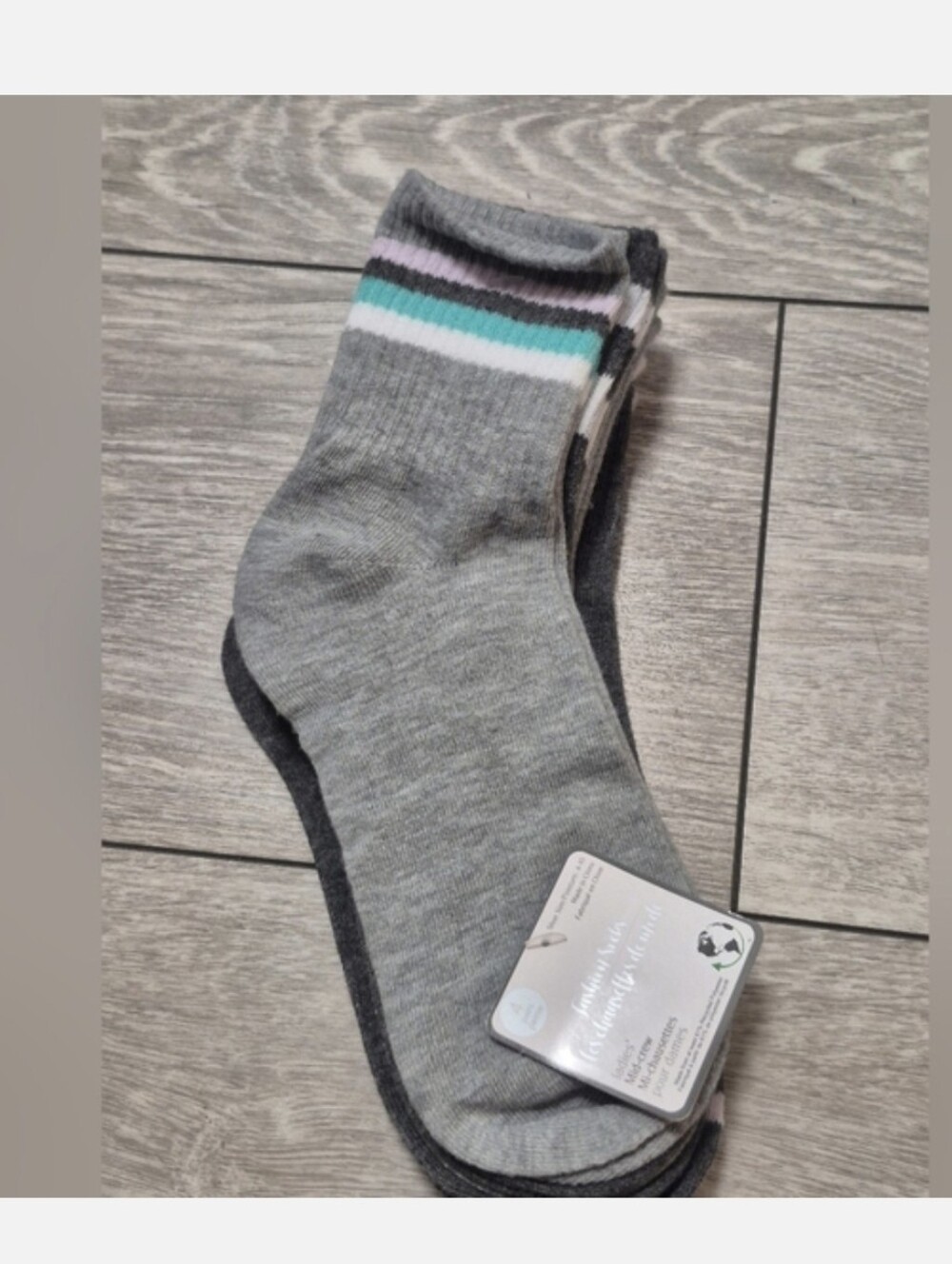 Ladies Mid-Crew Gray and Dark Gray Socks Set. Shoe Size 4-10